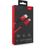 Дата-кабель CE-610 USB A- Lightning, 1м, 2.1А, текстиль, красный CE-610R