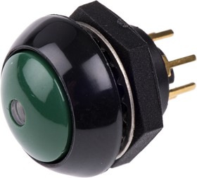Фото 1/5 LP9-11231G25, Illuminated Push Button Switch, Momentary, Panel Mount, SPDT, Green LED, 28V dc, IP68S