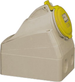 Фото 1/2 5 551 51, P17 Tempra Pro IP44 Yellow Wall Mount 2P + E Industrial Power Socket, Rated At 16A, 110 V