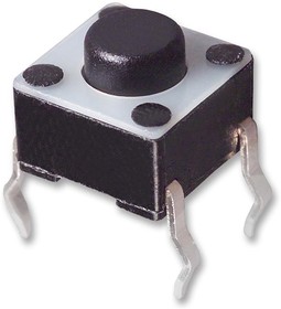 FSM4JH, Tactile Switch, FSMJ Series, Top Actuated, Black, Through Hole, Round Button, 160 gf, 50mA at 24VDC