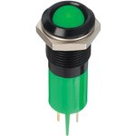 Q14P1BXXHG12E, Светодиодный индикатор в панель, Зеленый, 12 В DC, 14 мм, 20 мА ...