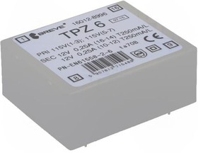 Фото 1/3 TPZ6/2X115/2X12V, Трансформатор сетевой, 6ВА, 115ВAC, 12В, 12В, 250мА, Монтаж PCB