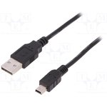 USB 2.0 Adapter cable, USB plug type A to mini USB plug type B, 3 m, black