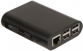 Фото 1/3 Oval Case Black Raspberry Pi (Case J for Raspberry Pi), Корпус для одноплатного компьютера Raspberry Pi Model B+ / Pi 2 / Pi 3