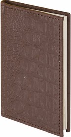 Фото 1/8 Телефонная книжка МАЛЫЙ ФОРМАТ (80х130 мм) А7, BRAUBERG "Cayman", под крокодиловую кожу, 56 л., вырубной алфавит, коричневая, 125135