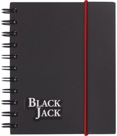 Фото 1/10 Блокнот МАЛЫЙ ФОРМАТ (105х148 мм) А6, 150 л., гребень сбоку, на резинке, пластиковая обложка, клетка, BRAUBERG, "Black Jack", 125388