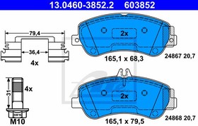 13.0460-3852.2, Колодки тормозные дисковые передн, MERCEDES-BENZ: GLK-CLASS 200/200 CDI/220 CDI/220 CDI 4-matic/220