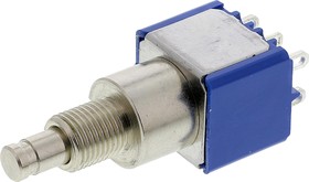 Фото 1/2 8642ADBK, Miniature Push Button Switch, Momentary, Panel Mount, 6.5mm Cutout, DPDT, 250V ac, IP65
