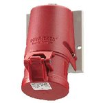 27008, IP44 Red Wall Mount 3PN+E Socket, Rated At 32A, 400 V