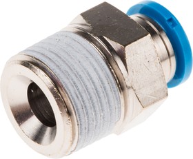 Фото 1/3 QS-3/8-8, QS Series Straight Threaded Adaptor, R 3/8 Male to Push In 8 mm, Threaded-to-Tube Connection Style, 153006
