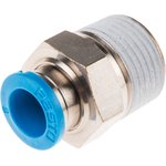 QS-3/8-8, QS Series Straight Threaded Adaptor, R 3/8 Male to Push In 8 mm ...