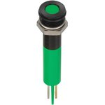 Q8F1BXXG12E, LED Panel Mount Indicator, Green, 12 VDC, 8 mm, 20 mA, 8 mcd, IP67