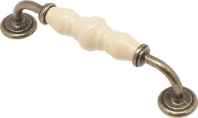 Ручка-скоба с фарфором 128 мм, Д160 Ш20 В40, оксидированная бронза/бежевый SF06-05-128 OAB