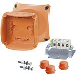 FK0606, Orange Polycarbonate Junction Box, IP65, IP66, 5 Terminals, 130 x 130 x 70mm