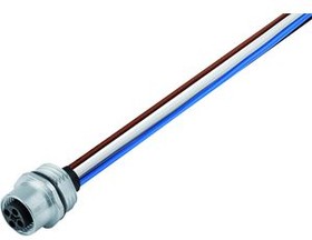 Sensor actuator cable, M12-flange socket, straight to open end, 4 pole, 0.2 m, 12 A, 09 0632 700 04