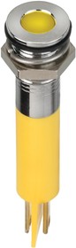 Q8F1CXXY24E, LED Panel Mount Indicator, Yellow, 24 VDC, 8 mm, 20 mA, 6 mcd, IP67
