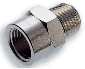 150233818, 15 Series Straight Fitting, R 3/8 Male to G 1/8 Female, Threaded Connection Style, 15023