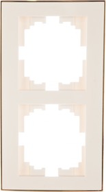 Двухместная горизонтальная рамка RAIN б/ вст белая с бок. вст. золото 703-0226-147