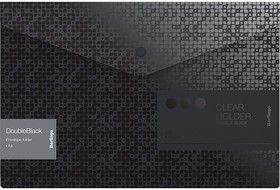 Фото 1/2 Папка-конверт на кнопке DoubleBlack 180 мкм, черная, с рисунком EFb_A4701