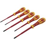 T49283D Pozidriv; Slotted Insulated Screwdriver Set, 5-Piece