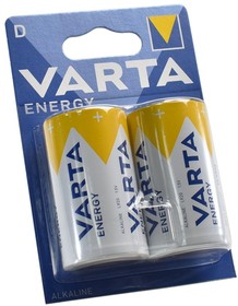 Фото 1/3 Батарейка Varta ENERGY LR20 D 2шт/бл Alkaline 1.5V (4120) (4120229412)