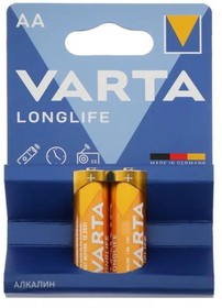 Фото 1/4 Батарейка Varta LONGLIFE LR6 AA 2шт/бл Alkaline 1.5V (4106) (4106101412)