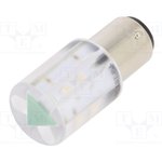 18560351, Индикат.лампа: LED; BA15D,T20; зеленый; пластик; 24ВAC; 24ВDC