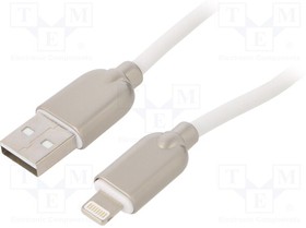 CC-USB2R-AMLM-1M-W, Кабель; USB 2.0; вилка Apple Lightning,вилка USB A; 1м; белый