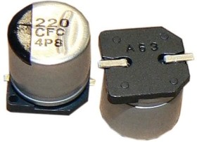 AFC227M06E16T-F, Aluminum Electrolytic Capacitors - SMD 220uF 6.3V 20% AEC-Q200