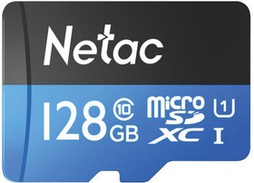 Фото 1/2 Карта памяти microSDXC 128 ГБ NETAC P500 Standard, UHS-I U1, 90 Мб/с (class 10), адаптер, NT02P500STN-128G-R