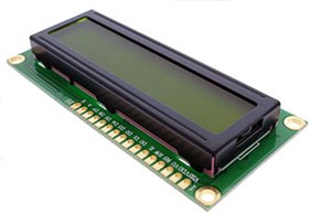 Фото 1/2 LCD1602A, дисплей зеленый, 5В, 2 строки по 16 символов 5В 80х35х11мм
