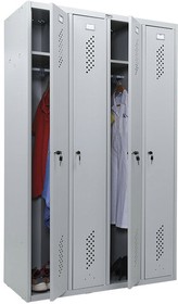 Фото 1/6 Шкаф металлический для одежды ПРАКТИК "LS-41", четырехсекционный, 1830х1170х500 мм, 53 кг, разборный, LS(LE)-41