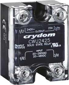 CWU4825P, Solid State Relay - 20-48 VDC or 20-280 VAC Control - 25 A Max Load - 48-660 VAC Operating - Zero Voltage - LED S ...