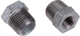Фото 1/2 770241219, Galvanised Malleable Iron Fitting, Straight Reducer Bush, Male BSPT 1/2in to Female BSPP 1/4in