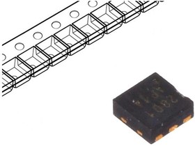 AON2801, Транзистор МОП р-канал.x2, полевой, -20В, -2А, 730мВт, DFN-6
