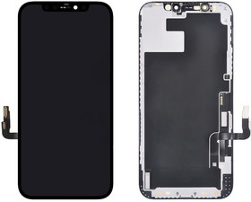 Дисплей (экран) в сборе с тачскрином для iPhone 12 12 Pro черный с рамкой (Soft Oled)