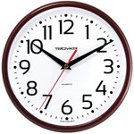 Часы настенные TROYKATIME (TROYKA) 91931912, круг, белые, коричневая рамка ...