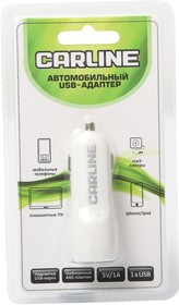 ch-1uw, Адаптер 12/24 В USB 1 вход в прикуриватель (1 А) белый в блистере Carline