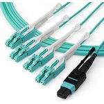 MPO8LCPL1M, MPO to LC Multi Mode OM3 Fibre Optic Cable, 50/125μm, Aqua, 1m