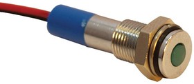 Q6F3CXXB24E, Светодиодный индикатор в панель, обрамление из декоративного хрома, Синий, 24 В DC, 6 мм, 20 мА