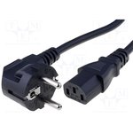 6004.0215, 8.20' (2.50m) Power Cord Black CEE 7/7, Right Angle To IEC 320-C13 ...