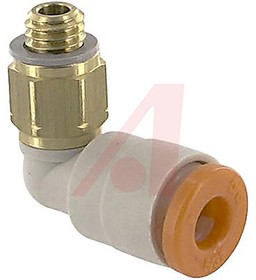 KQ2L03-34A, KQ2 Series Elbow Threaded Adaptor, NPT 1/8 Male to Push In 5/32 in, Threaded-to-Tube Connection Style