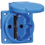 71099, IP54 Blue Panel Mount 2P + E Industrial Power Socket, Rated At 16A, 250 V