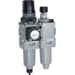 P31CA12MEMNTLNW-R2, G 1/4 FRL, Manual Drain, 5µ Filtration Size - With Pressure Gauge