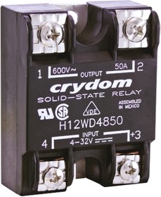 H12WD4890-10, Solid State Relay - 4-32 VDC Control Voltage Range - 90 A Maximum Load Current - 48-660 VAC Operating Voltage Ran ...