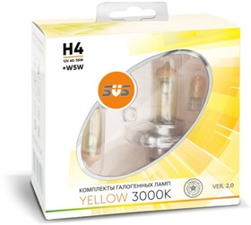 Фото 1/4 Галогенные лампы серия Yellow 3000K 12V H4 6055WW5W yellow, комплект 2шт. Ver.2.0 {упаковка 1660}