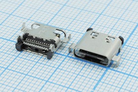 Фото 1/2 Разъем USB розетка, тип C 3.1, контакты на плату, USB3.1TYPE-C 24PF-029
