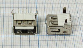 Разъем USB розетка revers, тип A, контакты на плату, угловой, USBA-1J REV