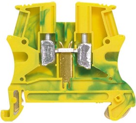 0 371 74, 371 Series Green/Yellow DIN Rail Terminal Block, 16mm², Single-Level, Screw Termination