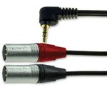 103331700, Male 3.5mm Stereo Jack to Male 3 Pin XLR x 2 Cable, Black, 3m